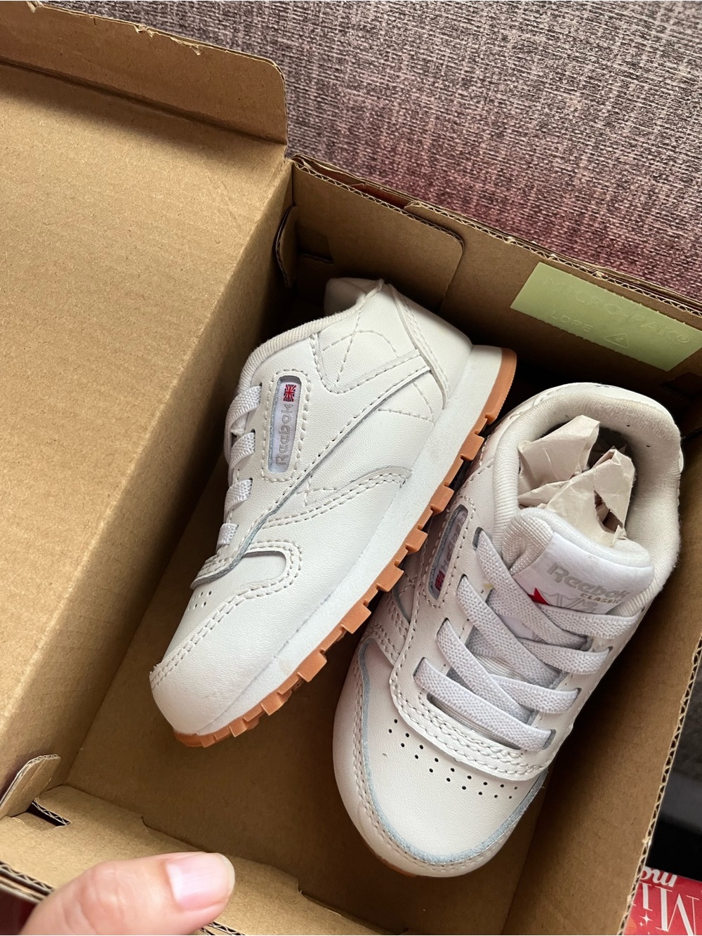 Reebok Kids White Leather Sneakers with Gum-Tone Outsole